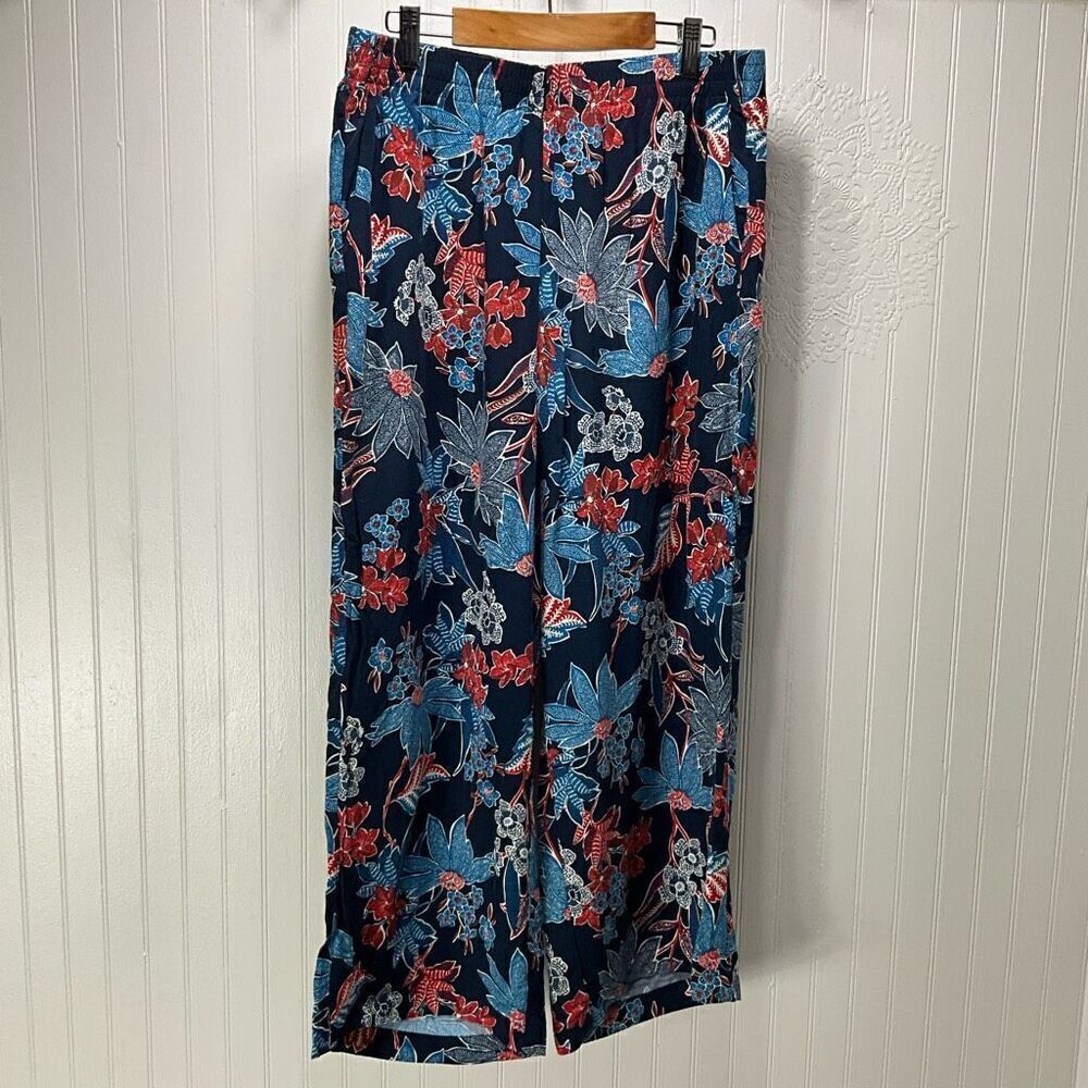 J. JILL Wide Leg Crop Floral Pants